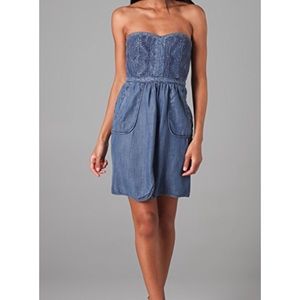 Rebecca Taylor Embroidered Denim Quilt Dress